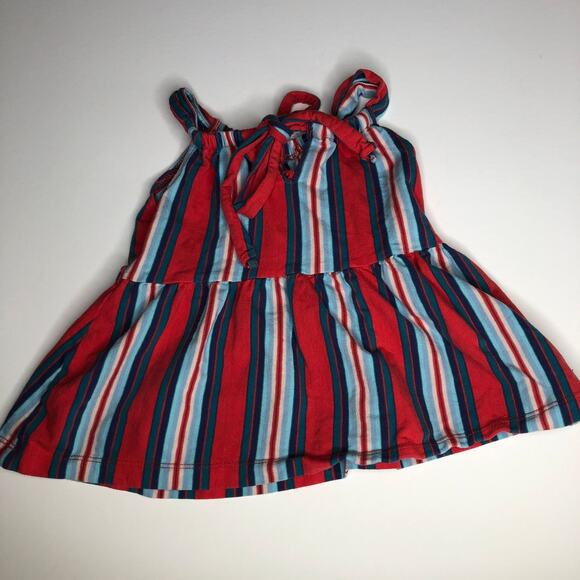 Tea Collection Red Blue Striped Sleeveless Top Dress 2 - Picture 2 of 5